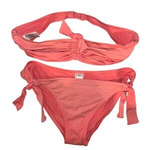 eres pink coral tie two piece bikini size 6 bottom/8 top